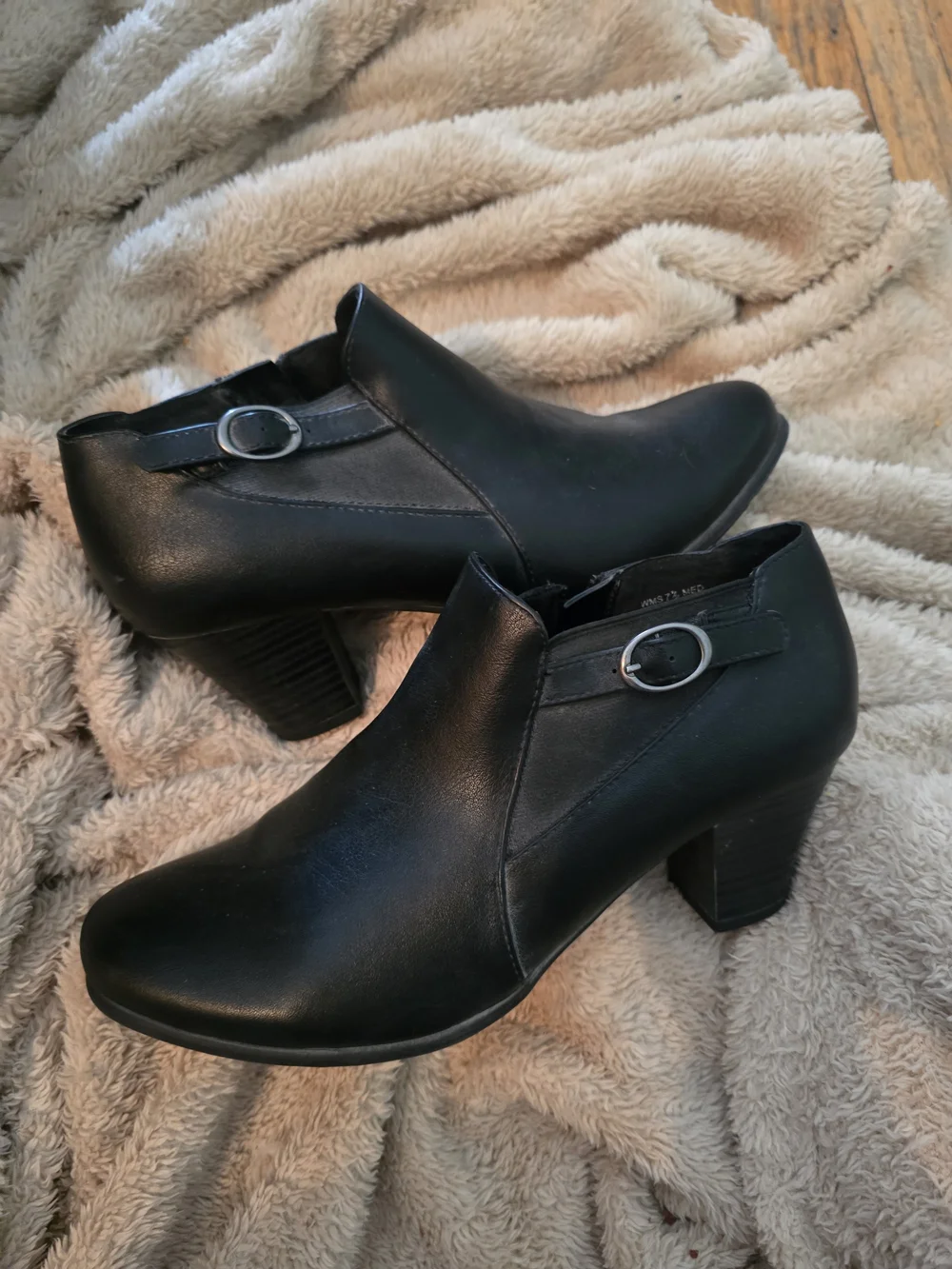 croft & barrow Black Faux Leather Ankle Booties with Buckle Detail